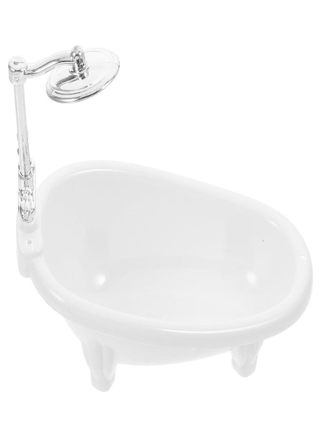 JECOMPRIS Plastic Dollhouse Bathtub: Mini Bathtub White Miniature Bathtub Dollhouse Bathtub with Shower Head for Dolls - Image 1